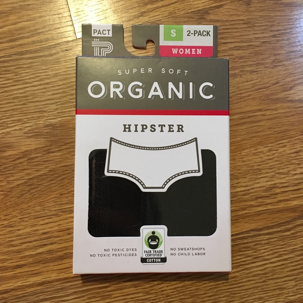 NWT PACT Organic Black 2-pack Bikini undies - s